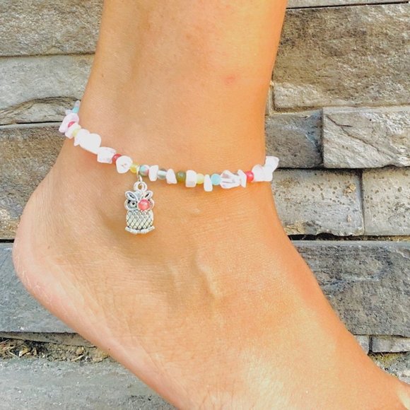 Owl Rose Quartz beaded anklet and/or bracelet - Picture 4 of 9